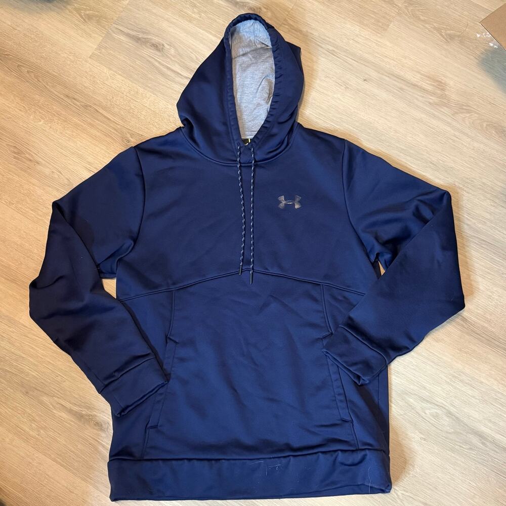 Under Armour Storm Men’s M Navy Blue Pullover Hoodie Fleece Lined Athletic